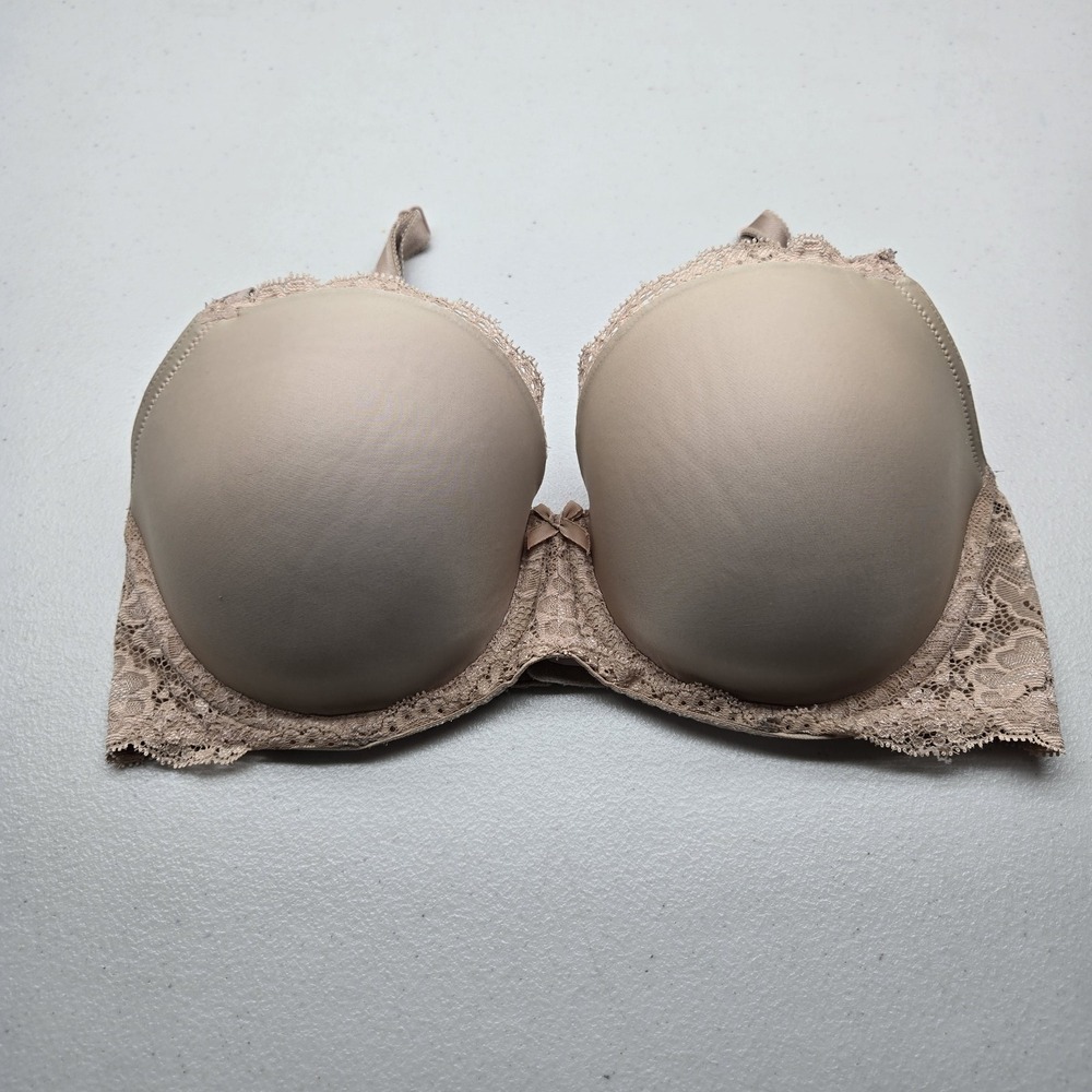 Victoria's Secret Women Bra 32DDD Beige Dream Angels Underwired Lace Bow